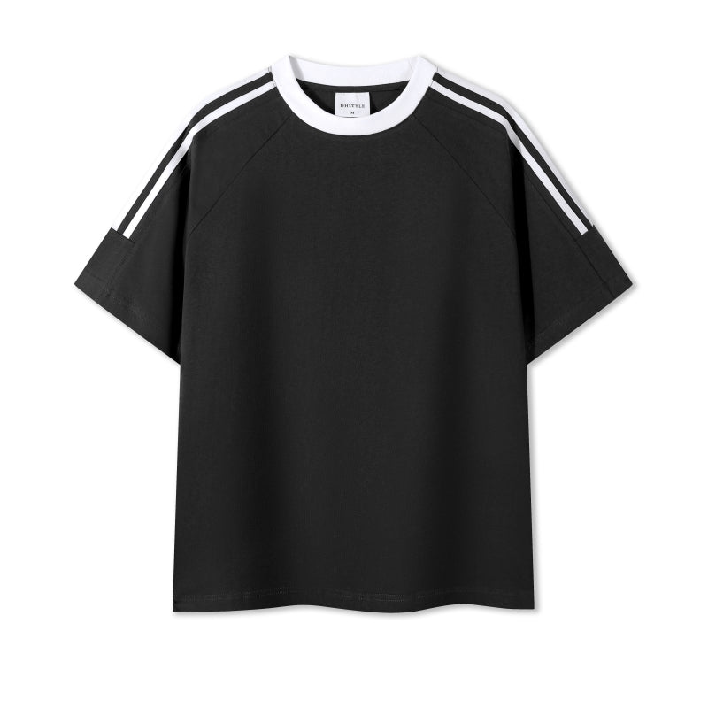 MT7717 250g heavyweight striped raglan short-sleeved TEE