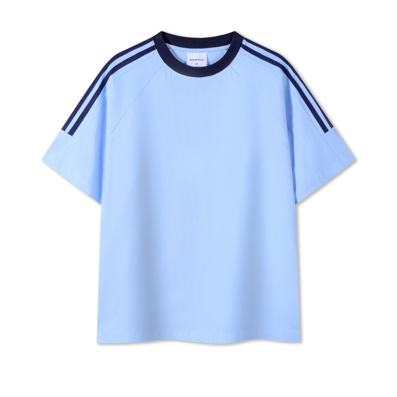 MT7717 250g heavyweight striped raglan short-sleeved TEE