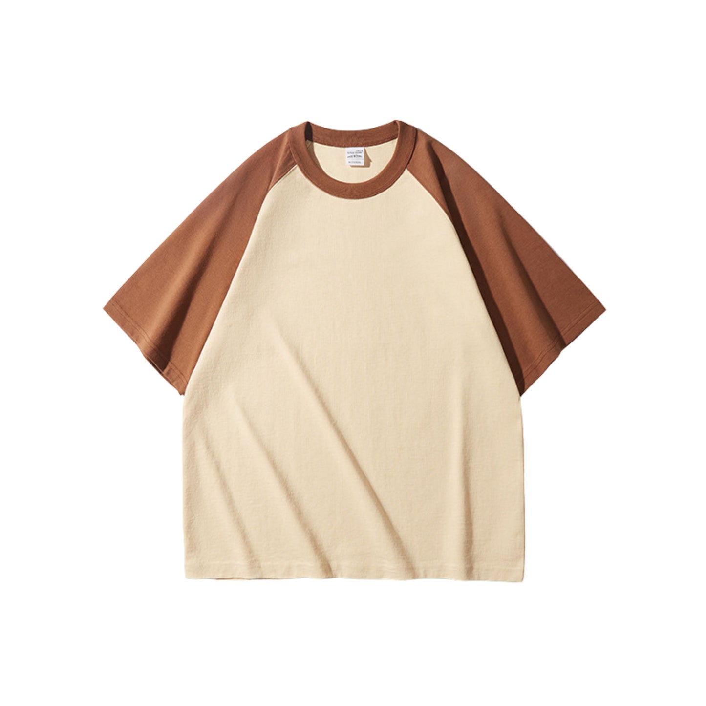 AG1038 粗針超重磅拼色插肩短袖TEE