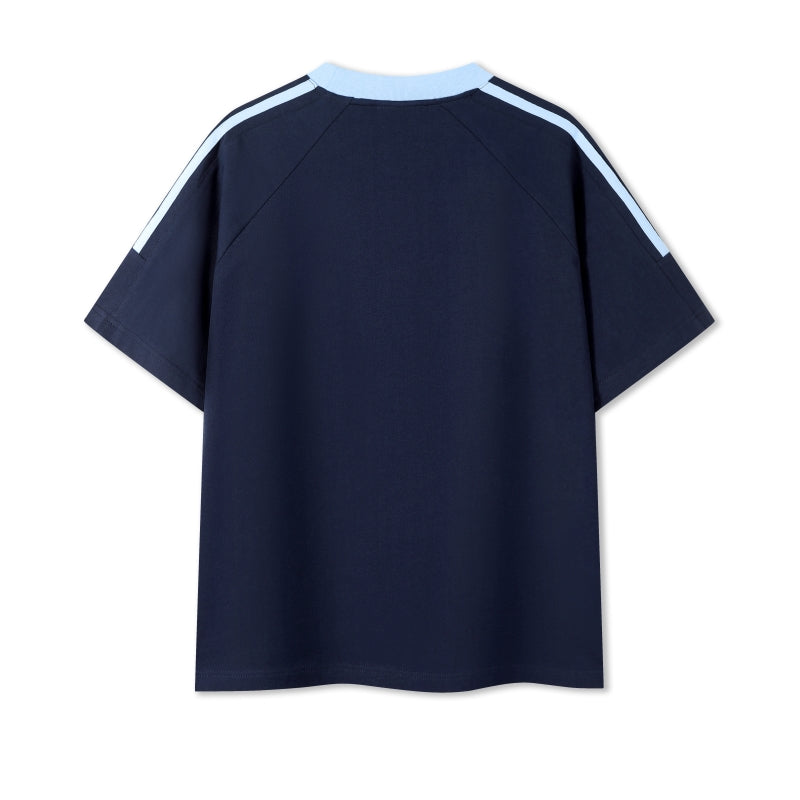 MT7717 250g heavyweight striped raglan short-sleeved TEE