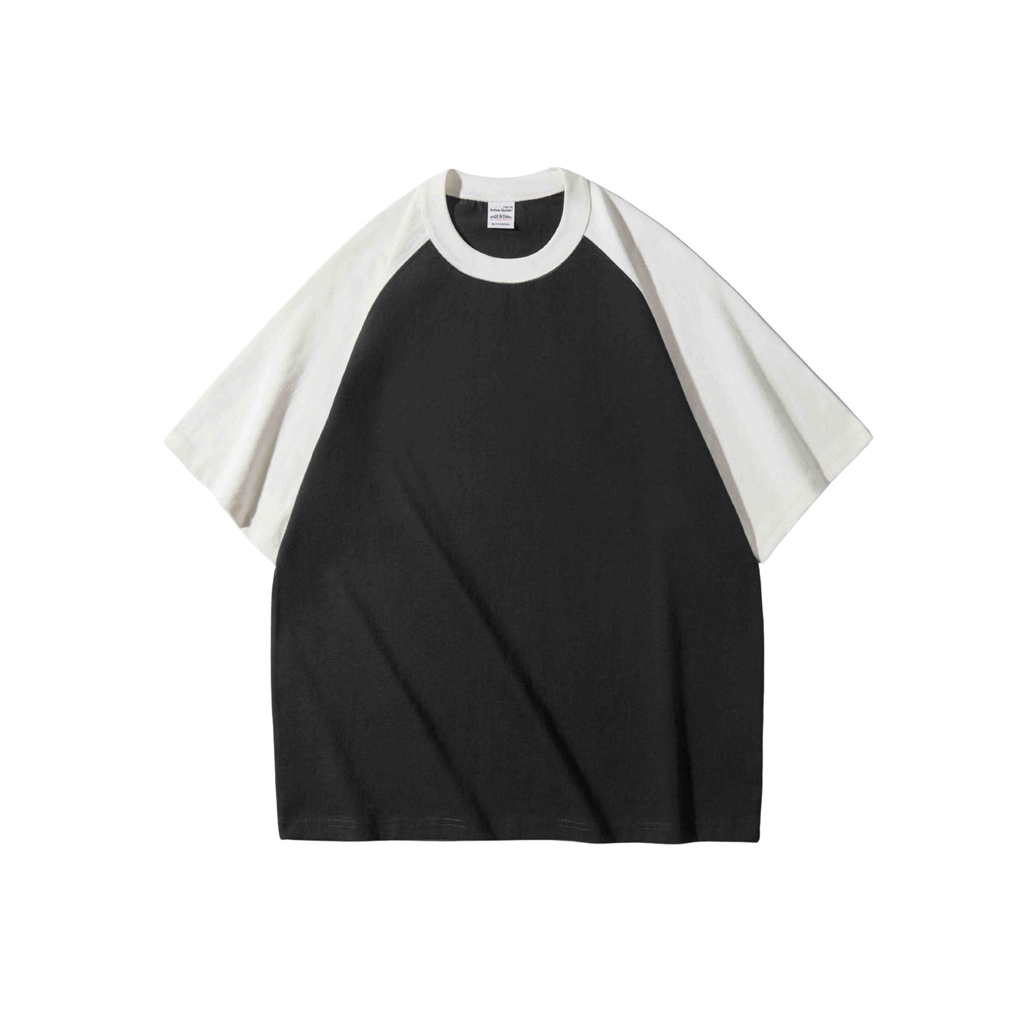 AG1038 粗針超重磅拼色插肩短袖TEE