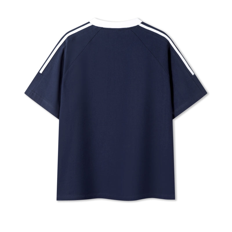 MT7717 250g heavyweight striped raglan short-sleeved TEE