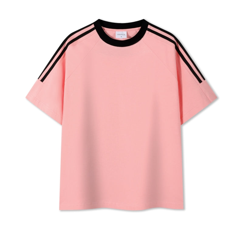 MT7717 250g heavyweight striped raglan short-sleeved TEE