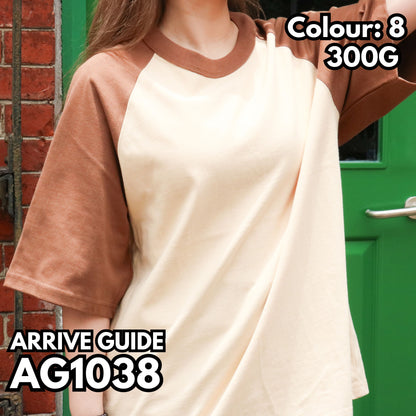 AG1038 粗針超重磅拼色插肩短袖TEE