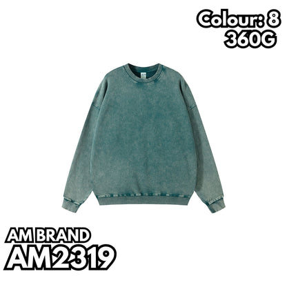 AM2319 重磅蠟染水洗毛圈落肩衛衣