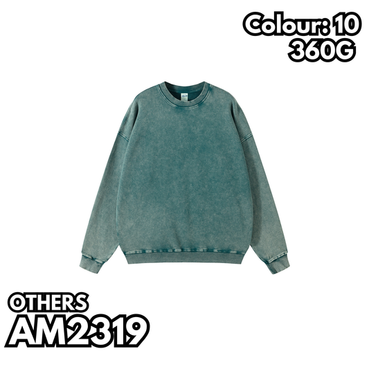 AM2319 重磅蠟染水洗毛圈落肩衛衣