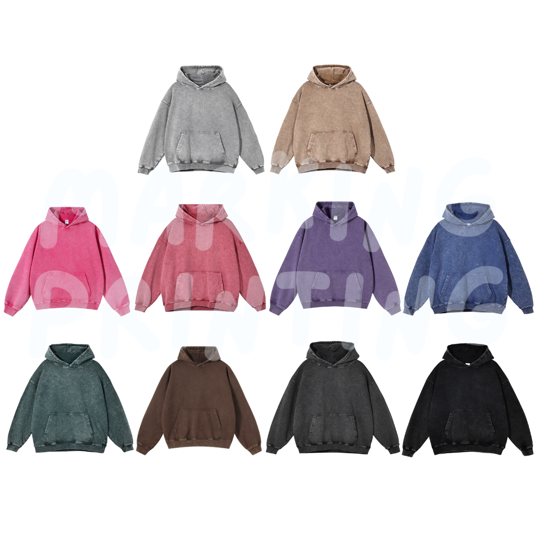 AM2660 420g washed heavyweight drop shoulder hooded sweatshirt