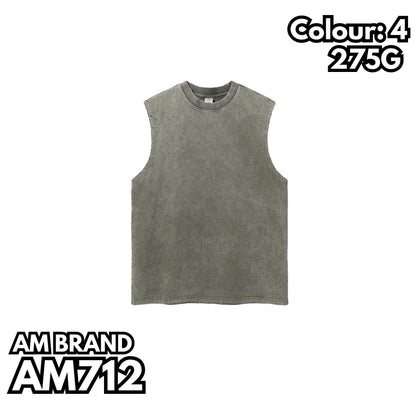 AM712 重磅蠟染水洗磨邊背心
