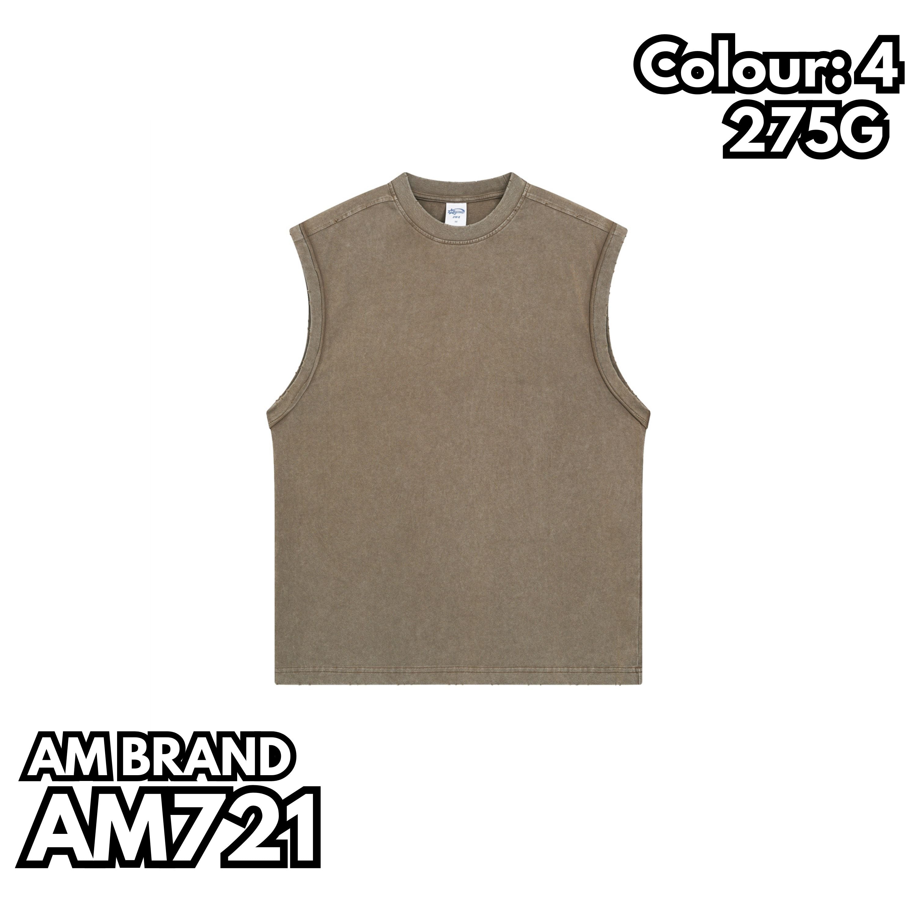 AM721 重磅蠟染水洗磨邊背心