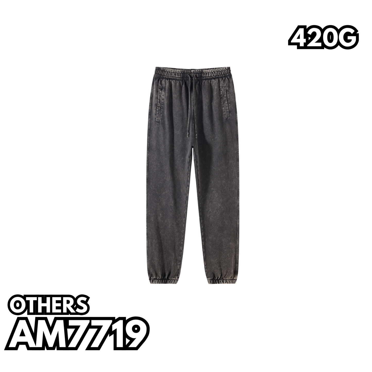 AM7719 420克蠟染水洗重磅長褲