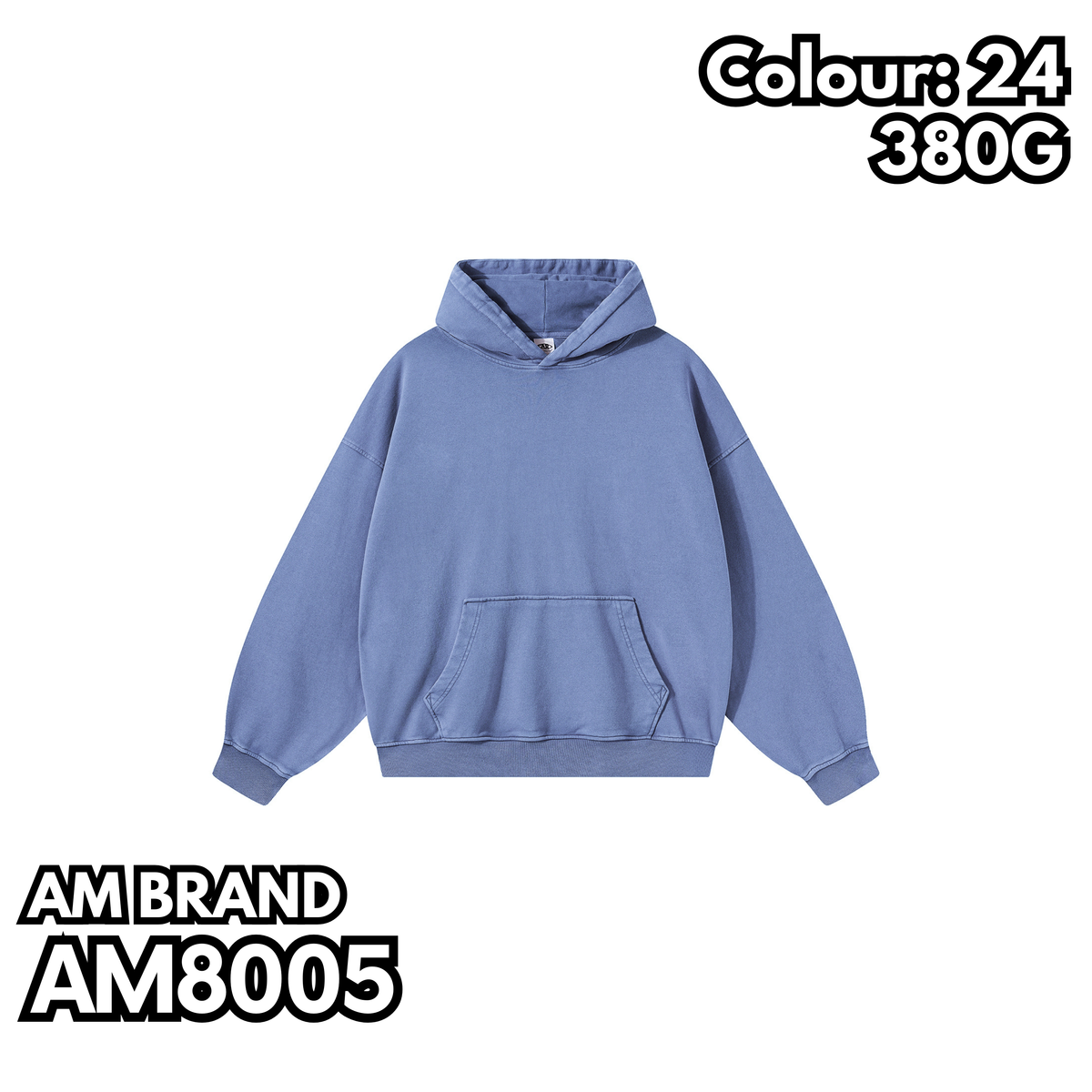 AM8005 重磅蠟染水洗落肩連帽衛衣