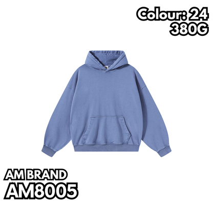 AM8005 重磅蠟染水洗落肩連帽衛衣