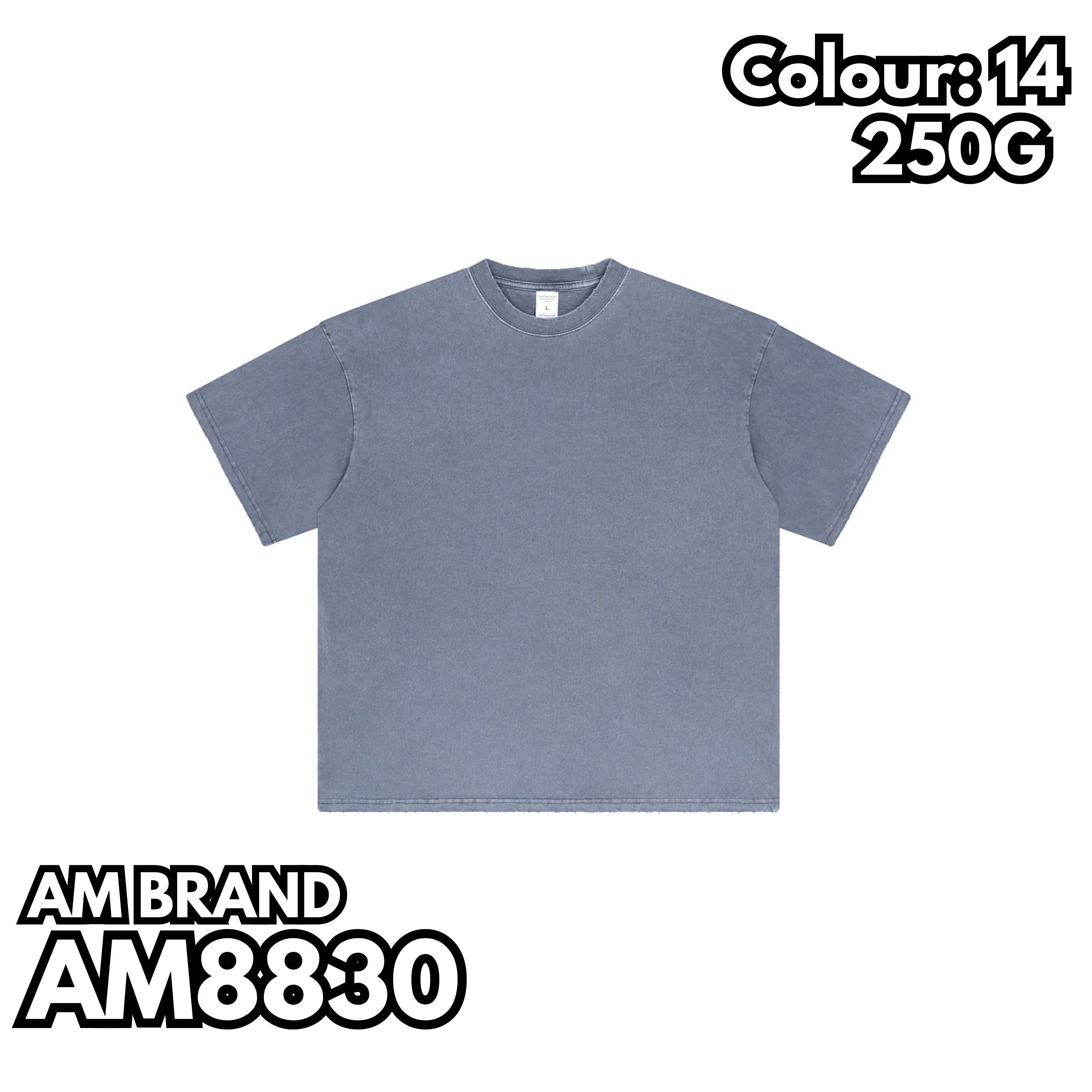 AM8830 重磅水洗磨邊落肩短袖TEE