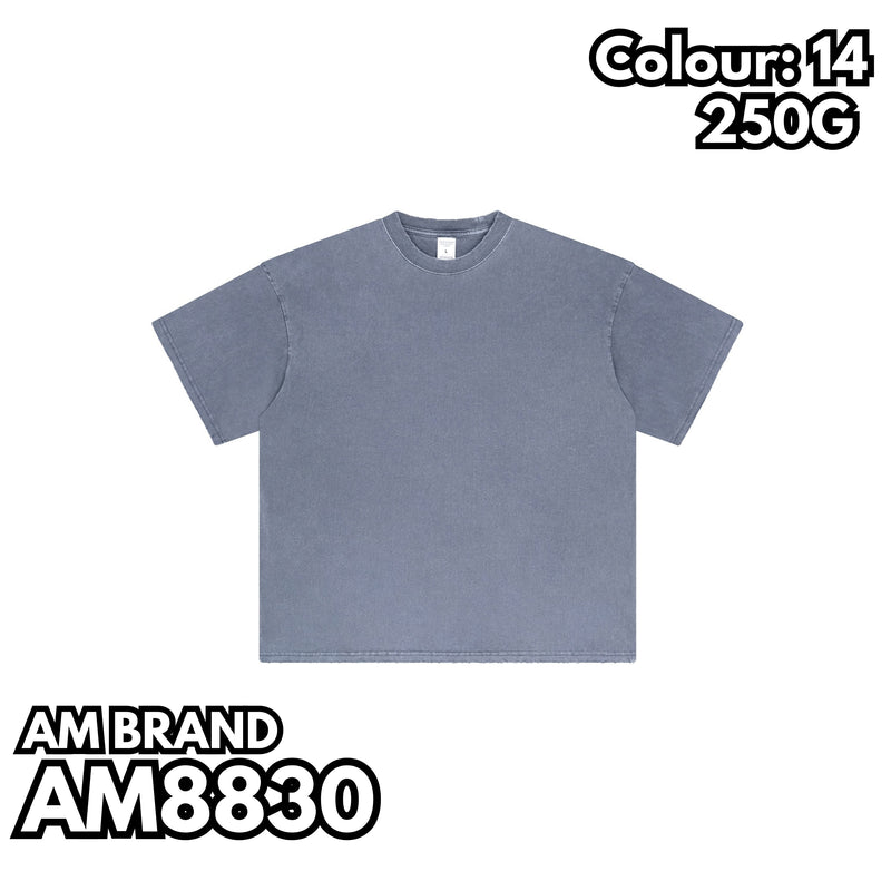 AM8830 重磅水洗磨邊落肩短袖TEE