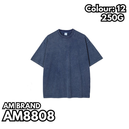 AM8808 重磅雪花水洗落肩短袖TEE
