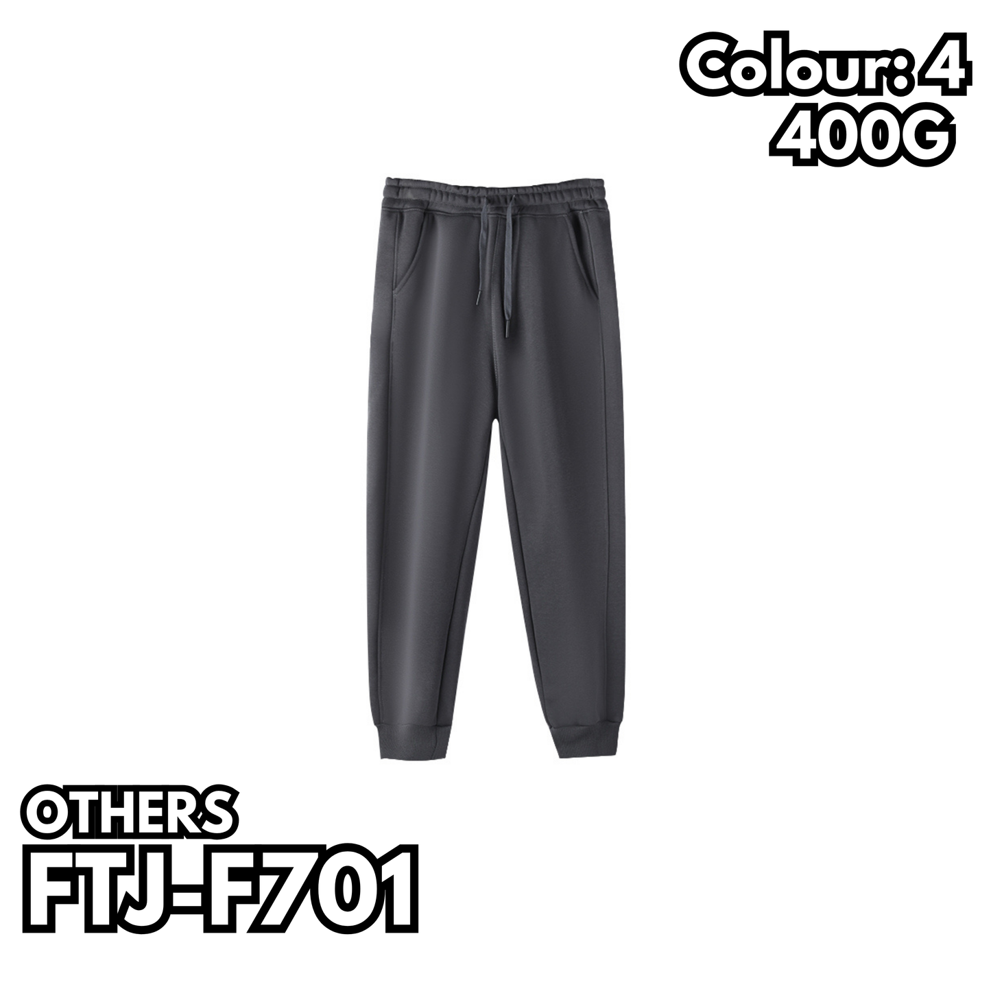 FTJ-F701 400g polyester-cotton cuffed fleece sweatpants 
