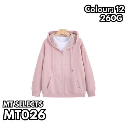 MT026 仿棉落肩拉鏈連帽衛衣