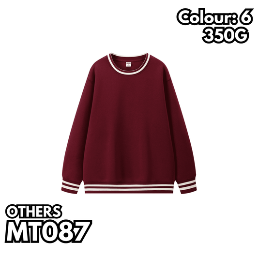 MT087 350克重磅間色螺紋小落肩衛衣