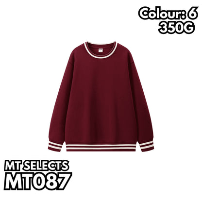 MT087 重磅間色螺紋小落肩衛衣