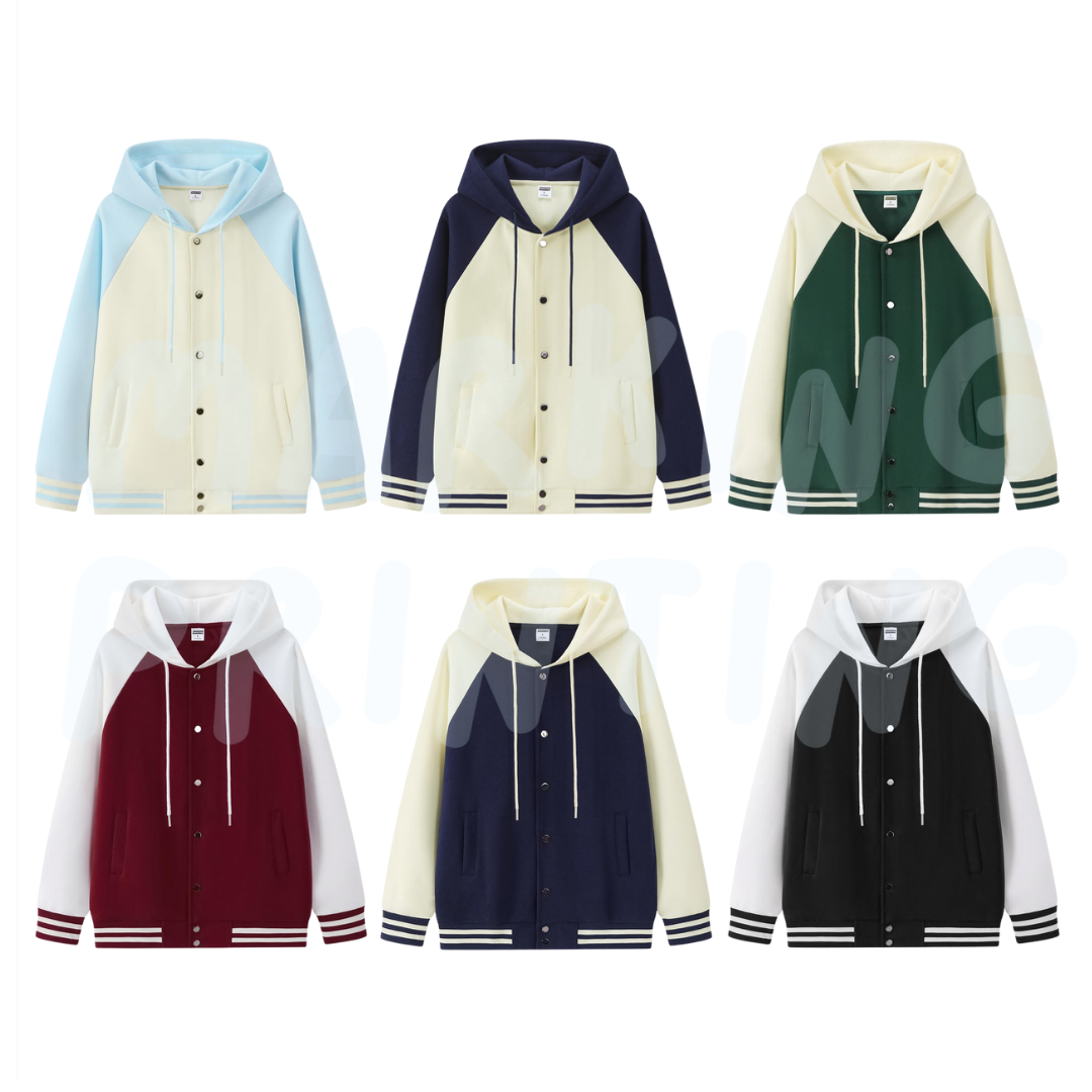 MT091 320g raglan hooded baseball jacket 