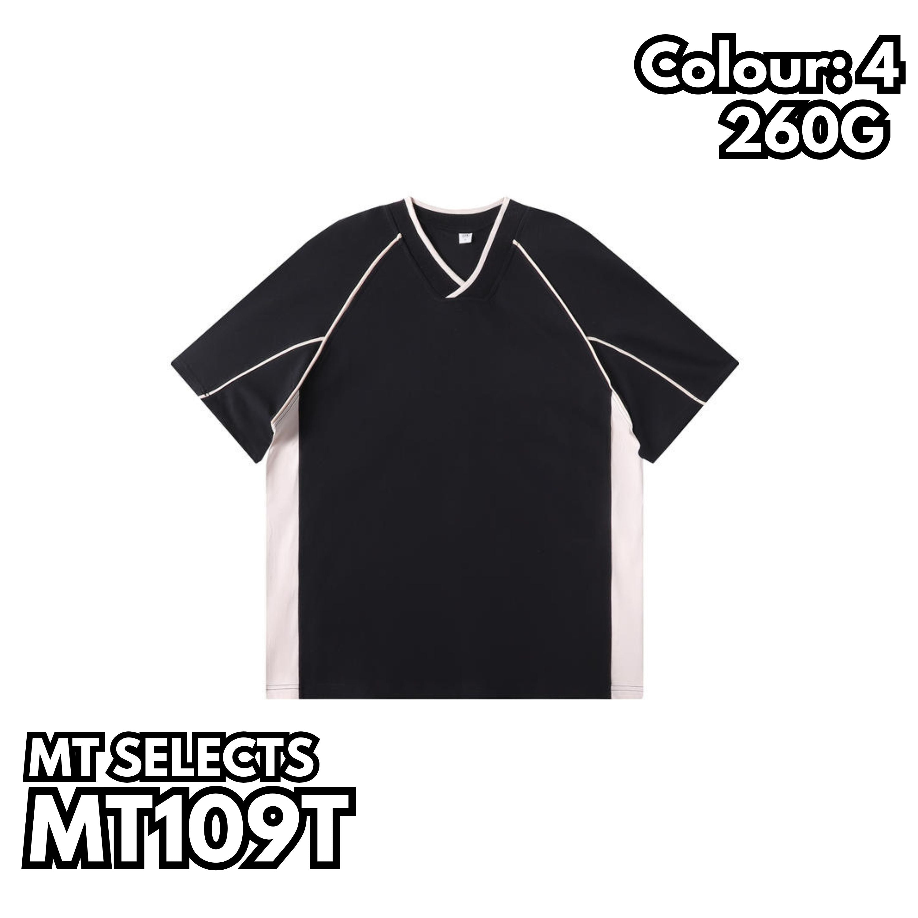 MT109T 重磅拼色V領短袖TEE