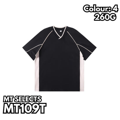 MT109T 重磅拼色V領短袖TEE