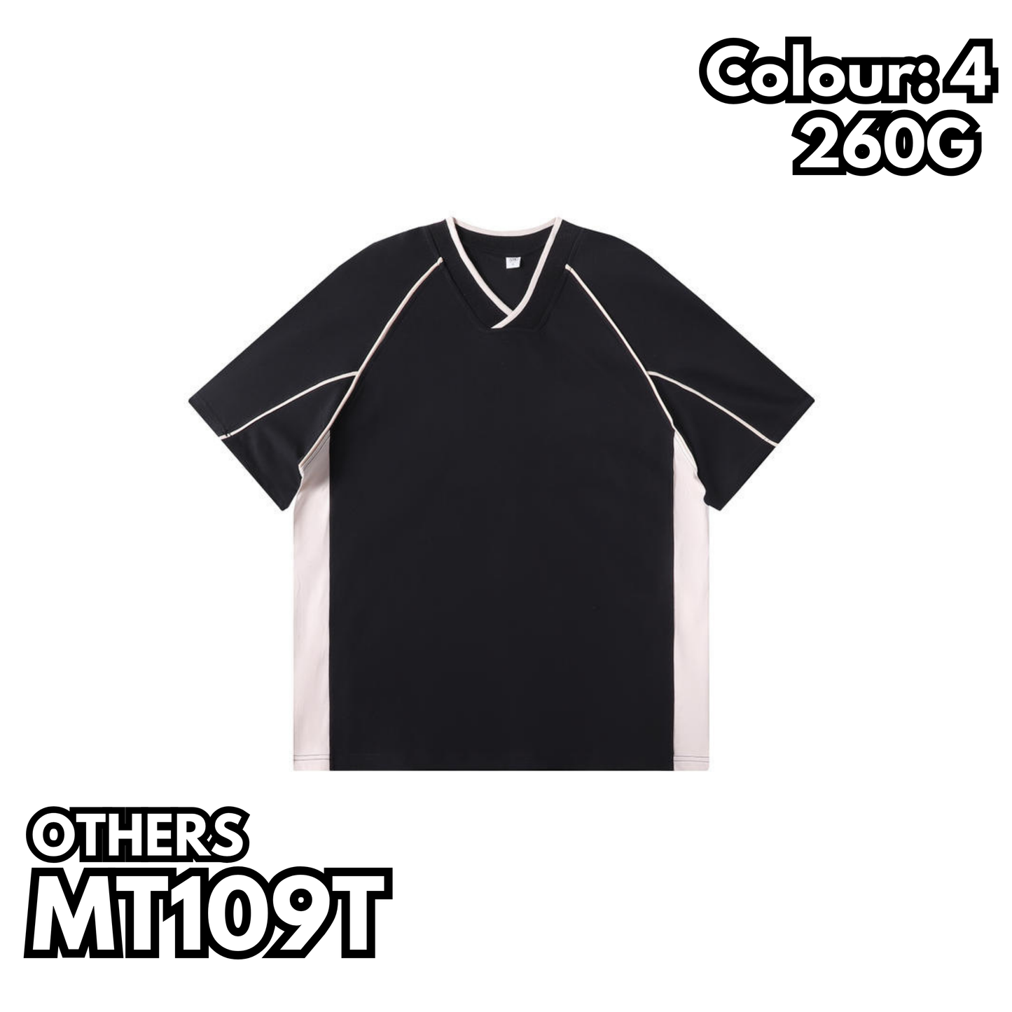 MT109T 260g heavy color matching V-neck short-sleeved TEE