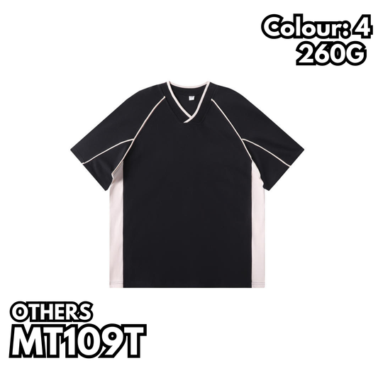 MT109T 260g heavy color matching V-neck short-sleeved TEE