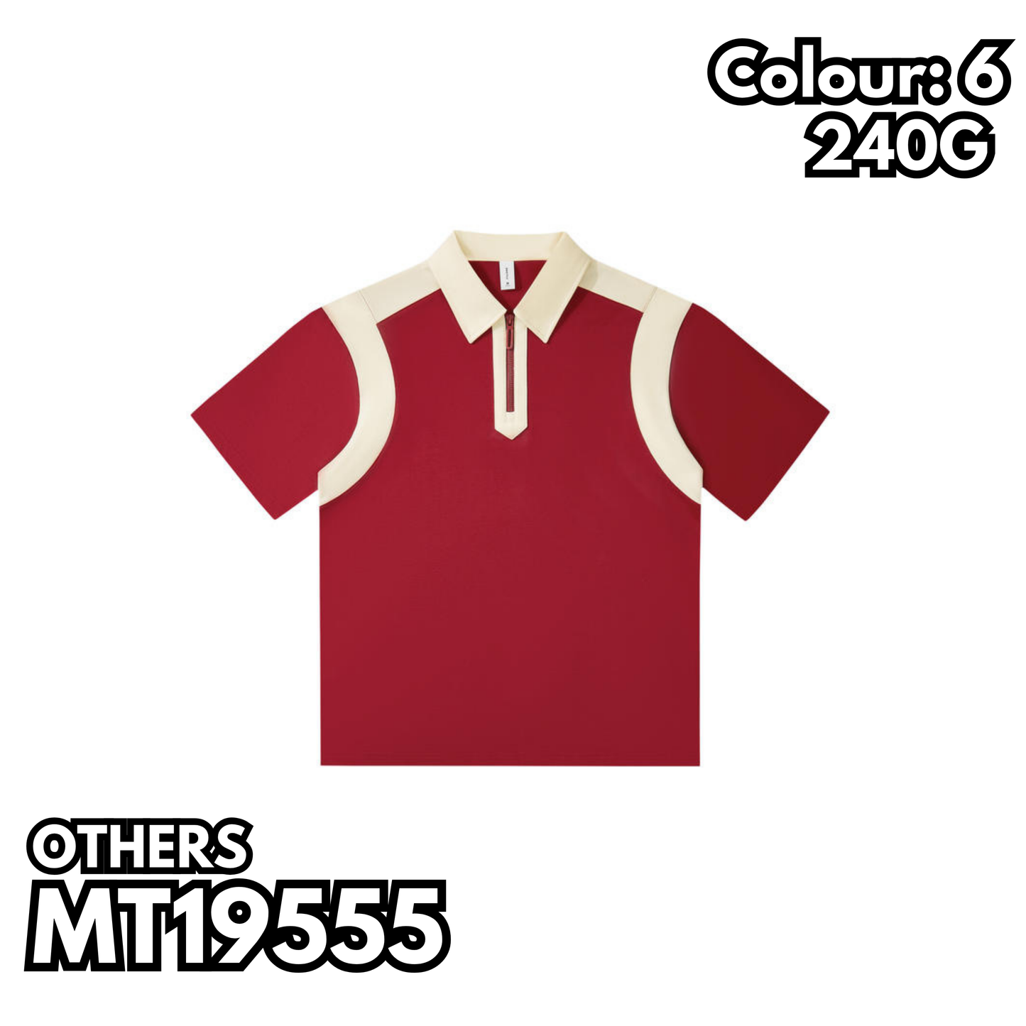MT19555 240g heavyweight colorblocked half-zip short-sleeved POLO shirt