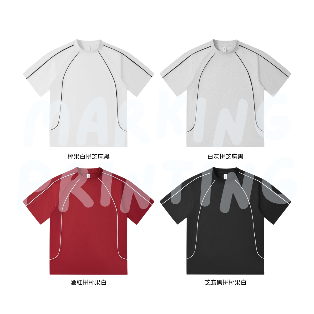 MT19587 重磅唧邊插肩短袖TEE