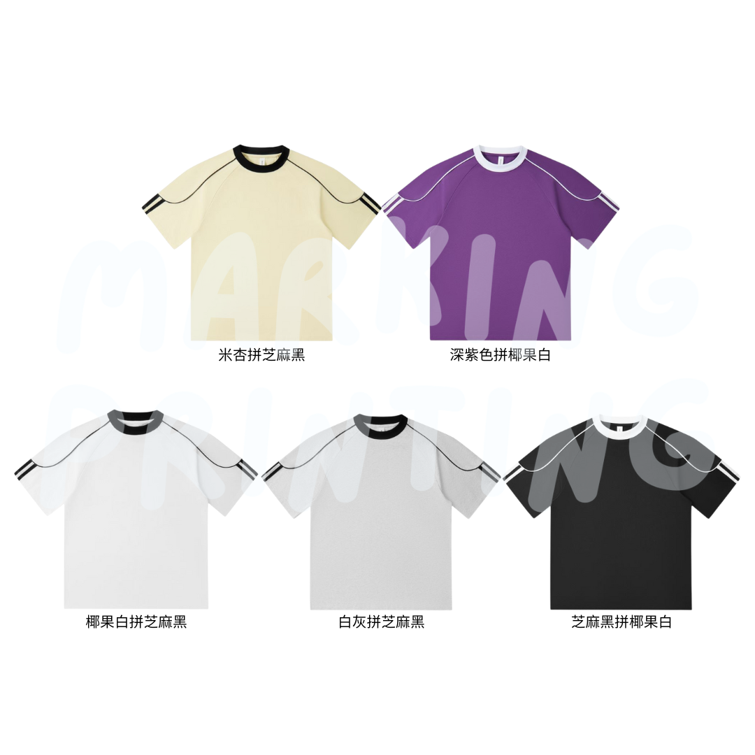 MT19589 重磅唧邊條紋插肩短袖TEE