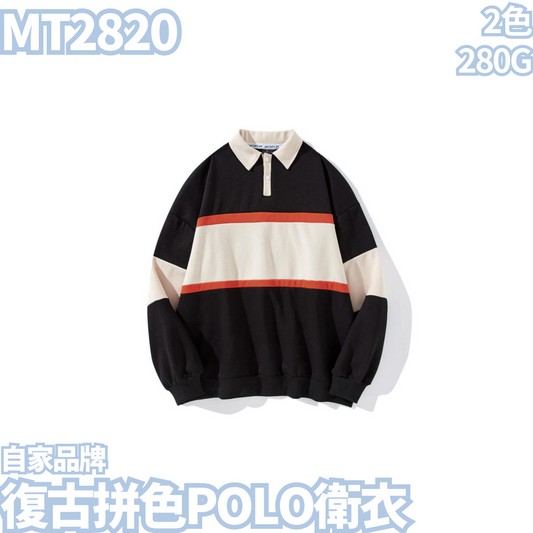 MT2820 280g retro color matching POLO sweatshirt 