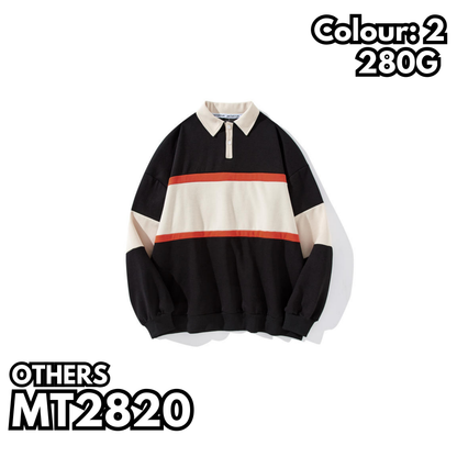 MT2820 復古拼色POLO衛衣