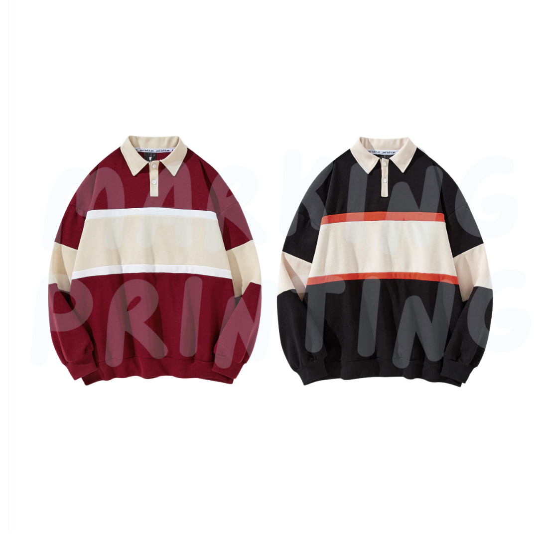 MT2820 280g retro color matching POLO sweatshirt 