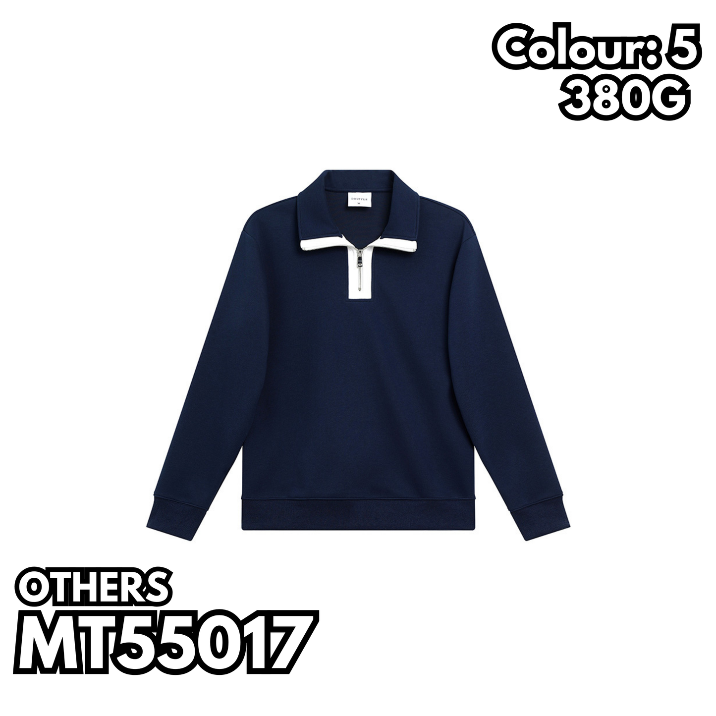 MT55017 重磅落肩立領半拉鍊衛衣