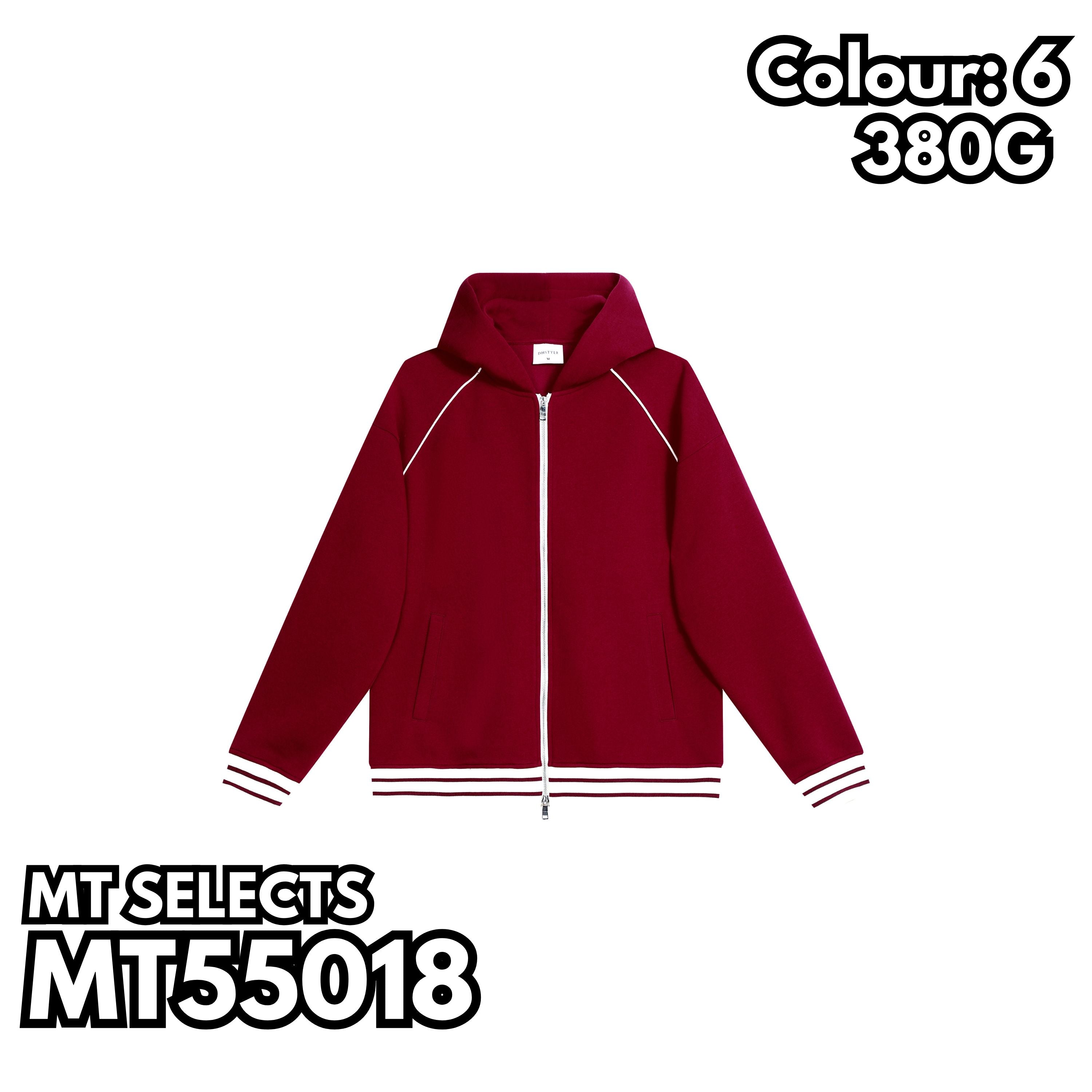 MT55018 重磅撞色插肩拉鍊連帽衛衣