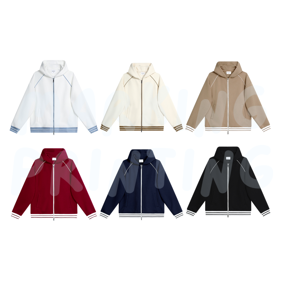 MT55018 380g heavyweight drop shoulder color matching zipper sweatshirt