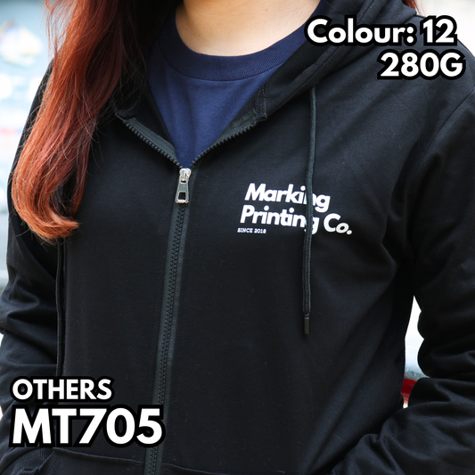 MT705 280g hooded zip-up sweatshirt