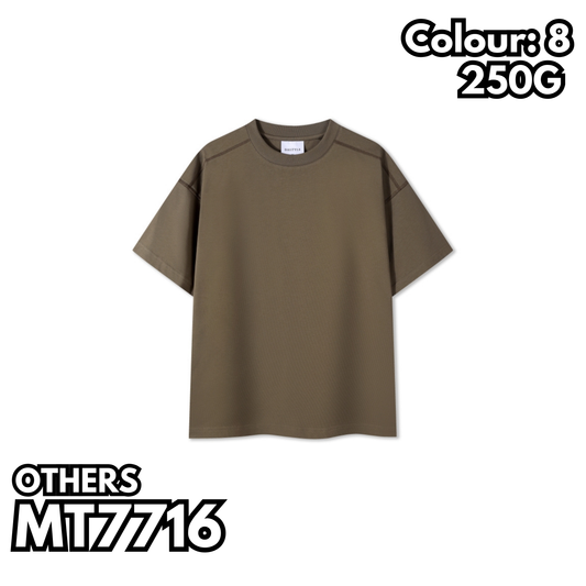 MT7716 重磅撞色線落肩短袖TEE