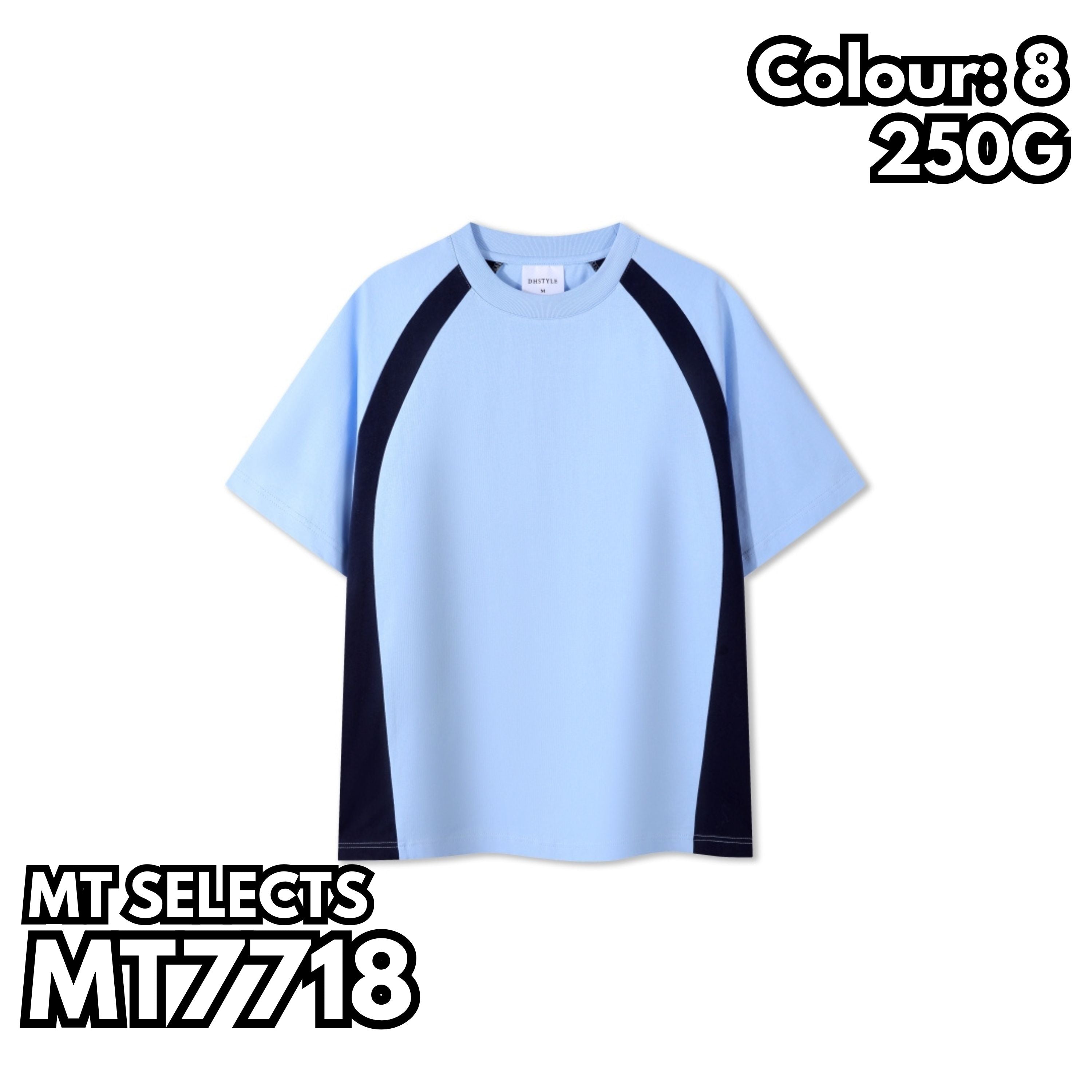 MT7718 250g heavy color matching drop shoulder short sleeve TEE