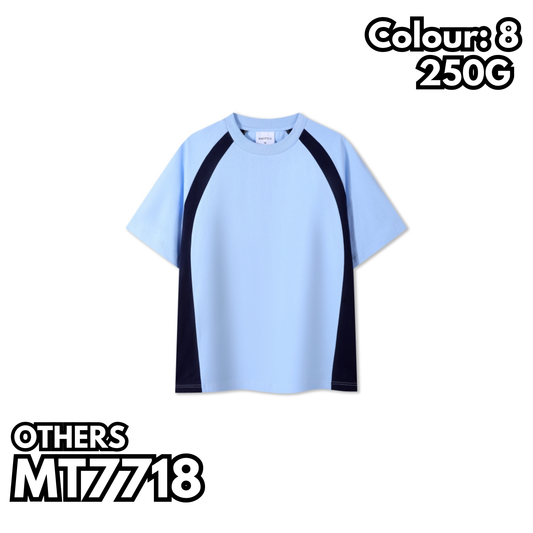MT7718 250g heavy color matching drop shoulder short sleeve TEE