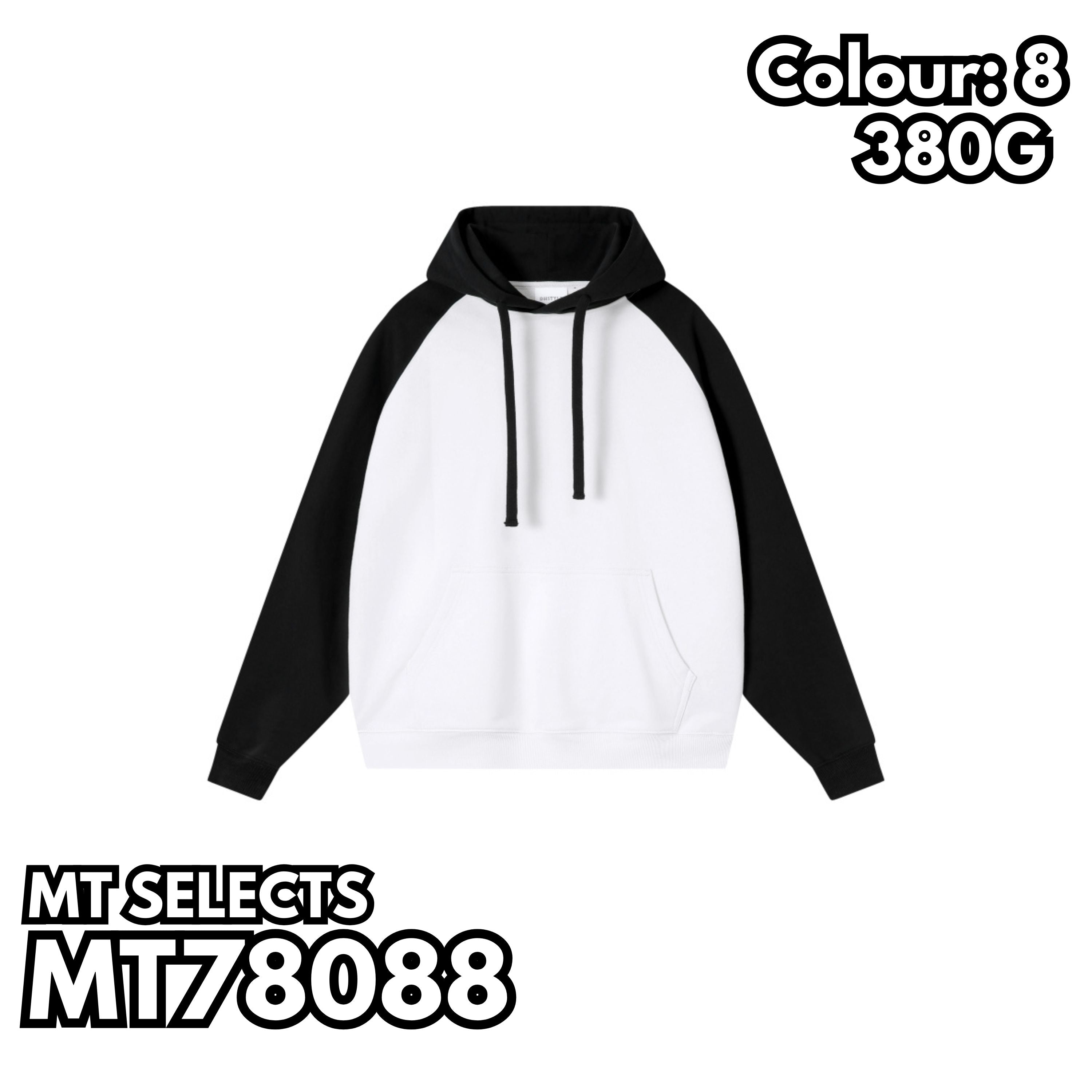 MT78088 重磅拼色插肩連帽衛衣