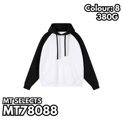 MT78088 重磅拼色插肩連帽衛衣