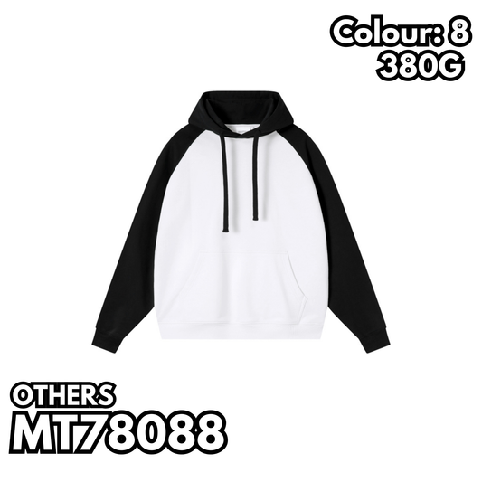 MT78088 重磅拼色插肩連帽衛衣