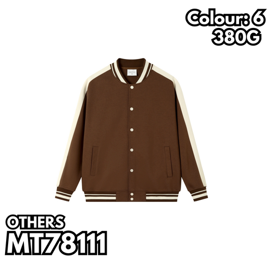 MT78111 380克重磅撞色棒球褸