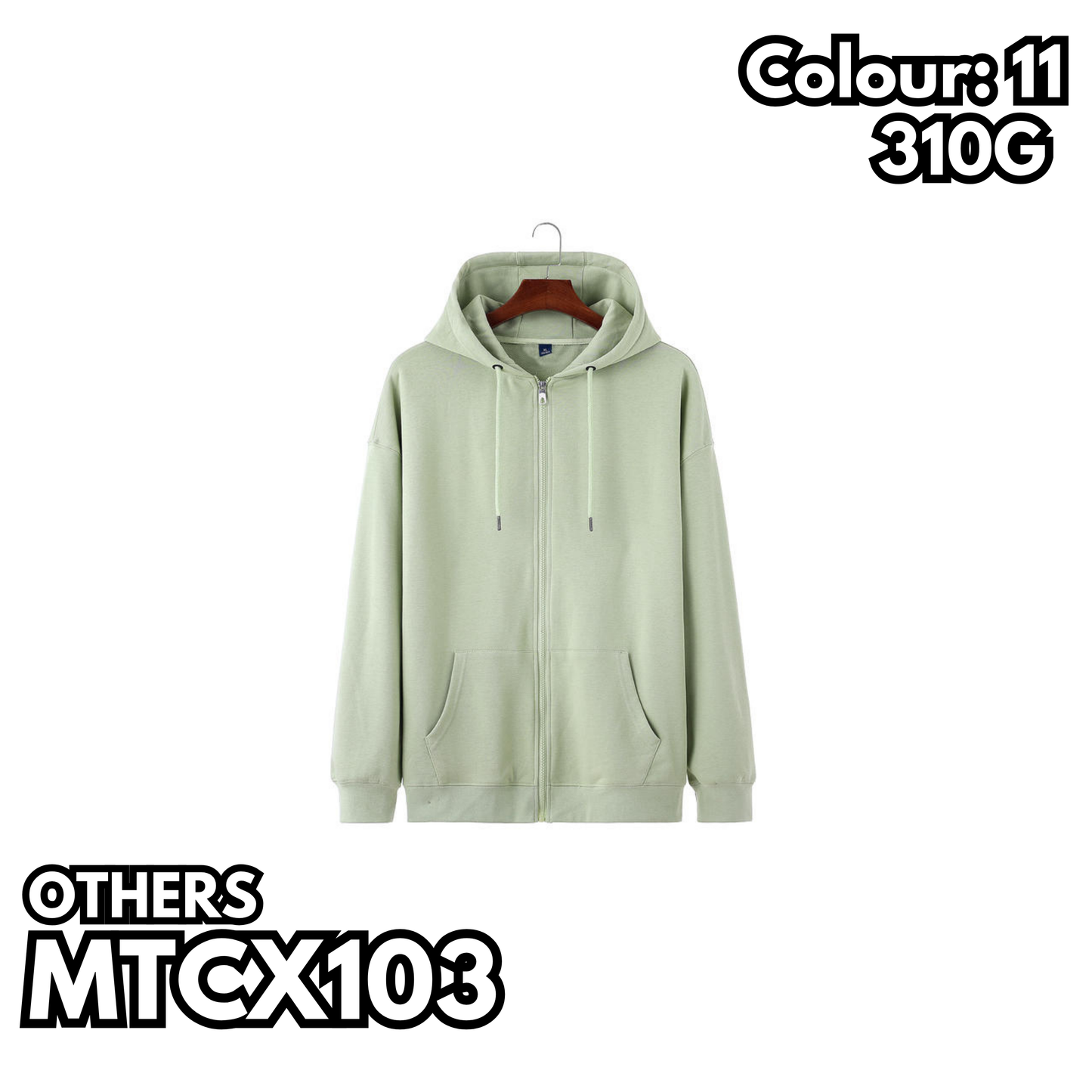 MTCX103 310g drop shoulder zipper hooded sweatshirt
