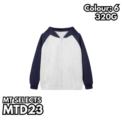 MTD23 拼色插肩拉鍊連帽衛衣