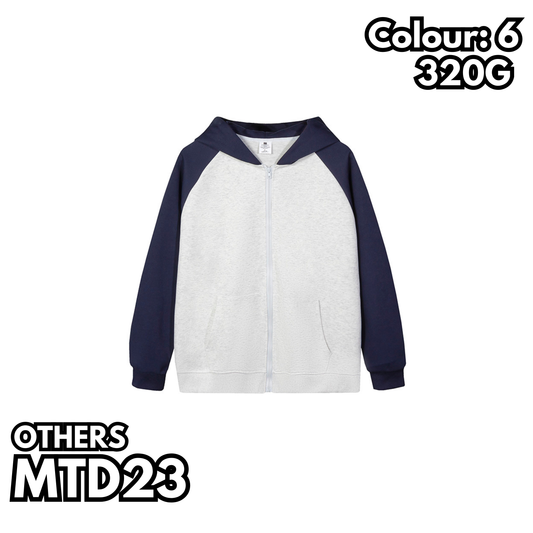 MTD23 拼色插肩拉鍊連帽衛衣