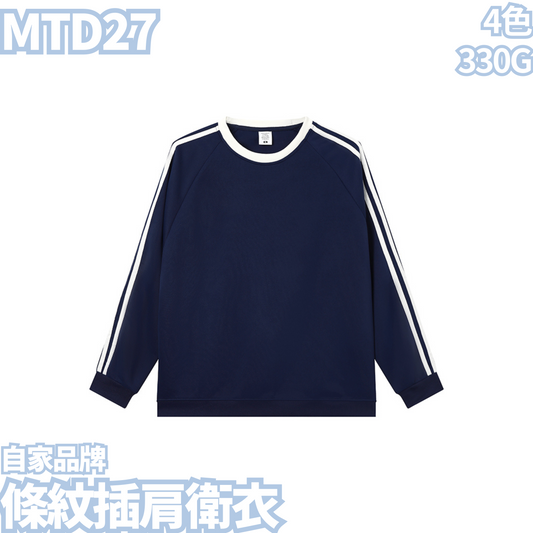 MTD27 330g striped raglan sweatshirt