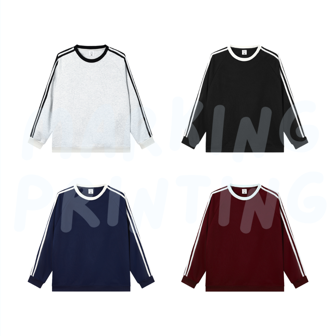 MTD27 330g striped raglan sweatshirt